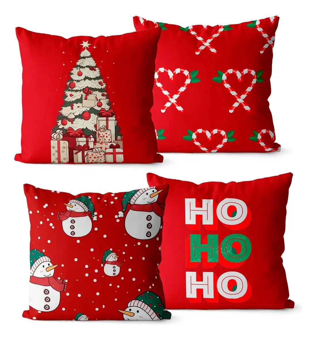 Kit 4 Capas Almofadas Natal Papai Noel Boneco Gelo 45x45 Cm - Imagem 3