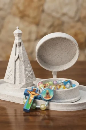 Kit 4 Peças Bandeja + Nossa Senhora + Terço + Porta Terço